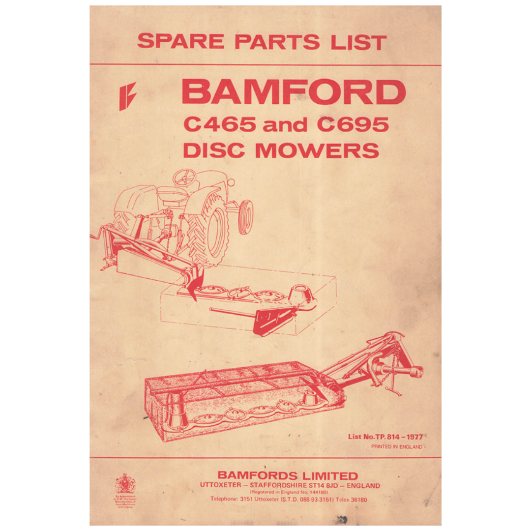 Bamford C465 & C695 Disc Mowers Spare Parts List