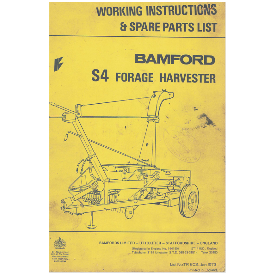 Bamford S4 Forage Harvester Working Instructions & Spare Parts List