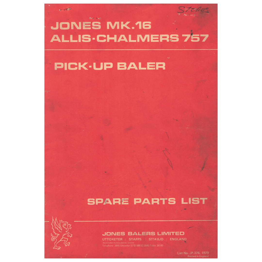 Jones MK.16 Allis-Chalmers 757 Pick-Up Baler Spare Parts List