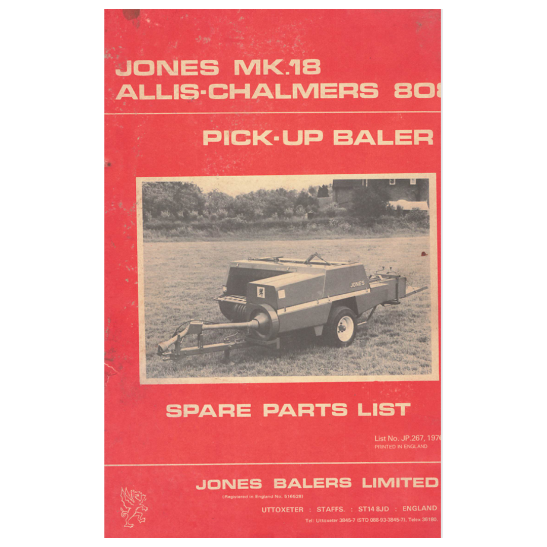 Jones Mk.18 / Allis-Chalmers 808 Pick-Up Baler Spare Parts List