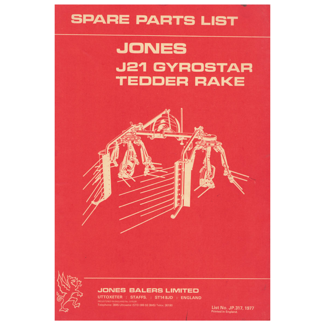 Jones J21 Gyrostar Tedder Rake Spare Parts List