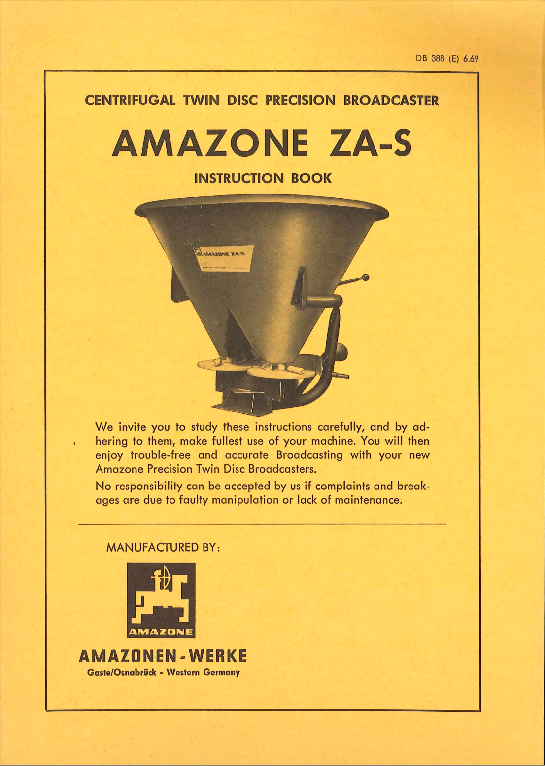 Amazone ZA-S Fertilizer Spreader Instruction Manual – PDF Download (DB388)