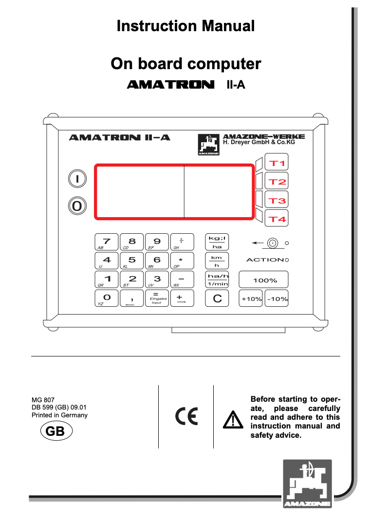 Amazone AMATRON II-A On-Board Computer Manual – Fertiliser Spreaders & Field Sprayers