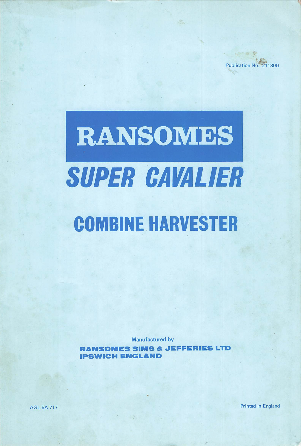 Ransomes Super Cavalier Combine Harvester Operator’s Manual – PDF Download