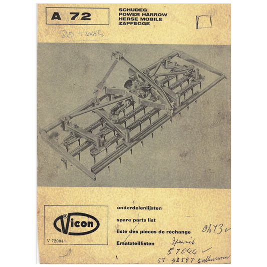 Vicon A72 Power Harrow Spare Parts Catalogue