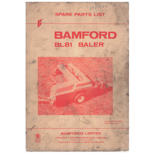 Bamford BL81 Baler Spare Parts List