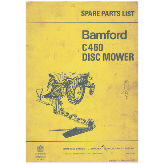 Bamford C460 Disc Mower Spare Parts List