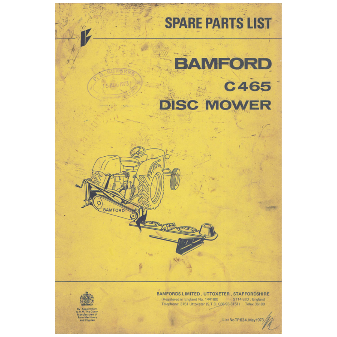 Bamford C465 Disc Mower Spare Parts List