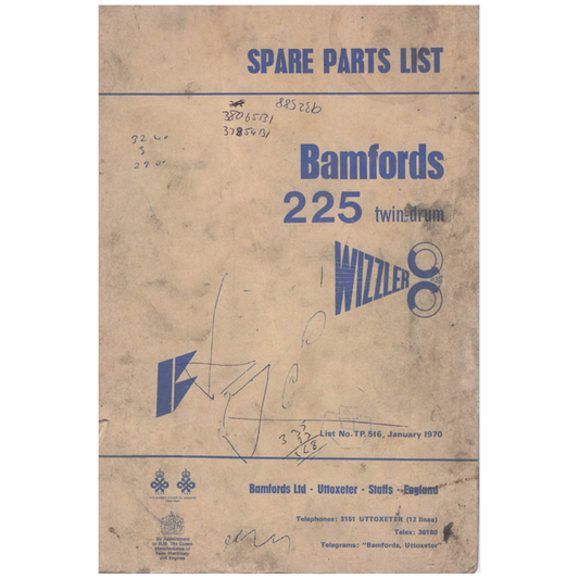 Bamfords 225 Twin-Drum Wizzler Spare Parts List