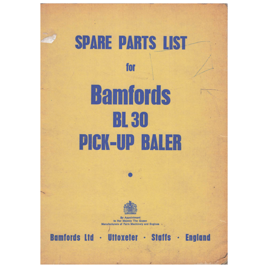 Bamfords BL30 Pick-Up Baler Spare Parts List