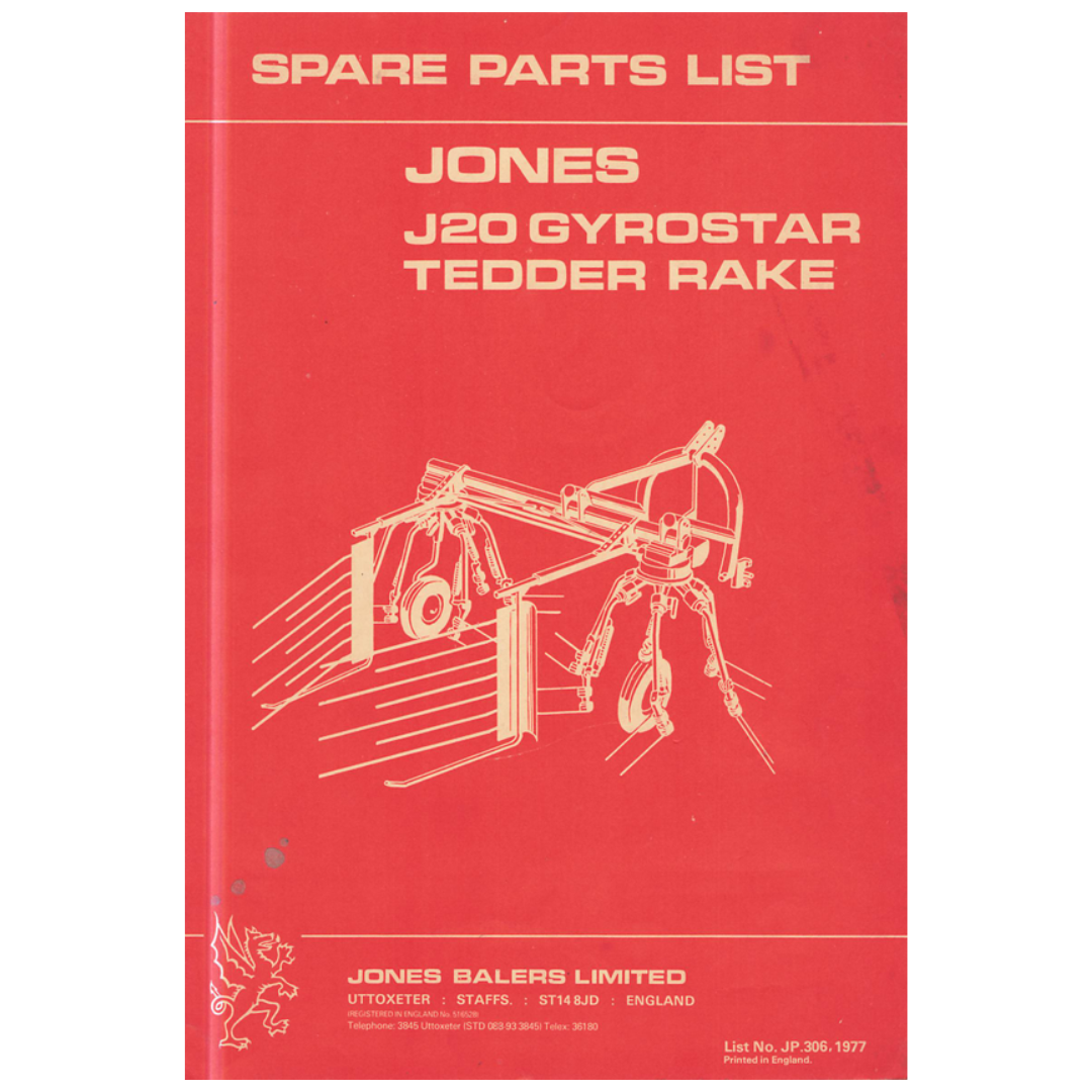 Jones J20 Gyrostar Tedder Rake Spare Parts List