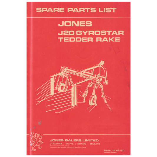 Jones J20 Gyrostar Tedder Rake Spare Parts List