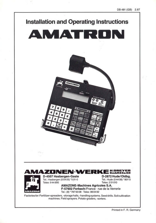 Amazone AMATRON Computer Control System – Installation & Operation Manual (PDF)