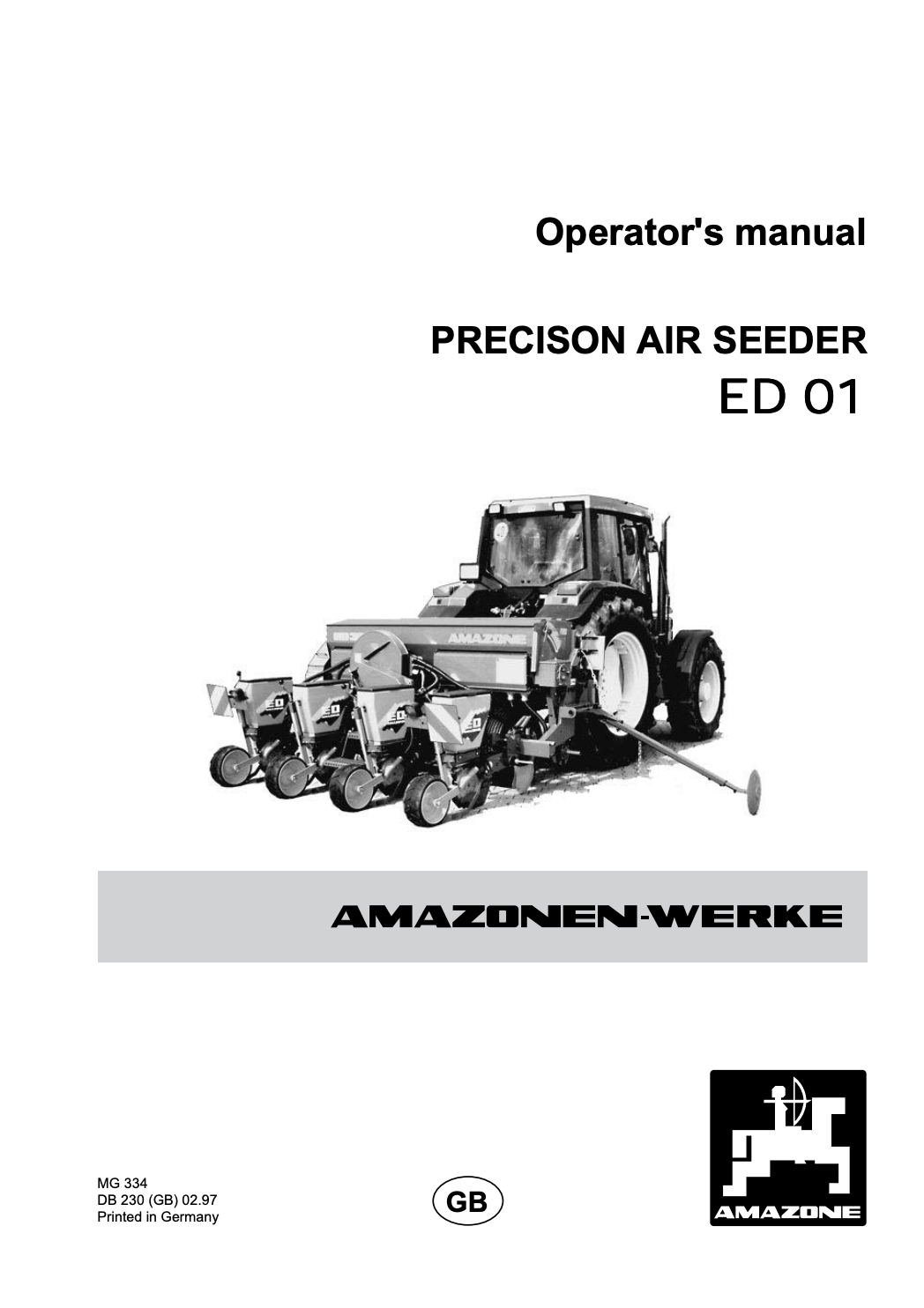 Amazone ED 301 / ED 451 / ED 451-K Precision Air Seeder Operator’s Manual (PDF Download)