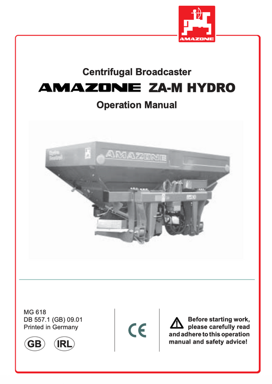 Amazone ZA-M HYDRO Centrifugal Broadcaster Operation Manual (MG 618)