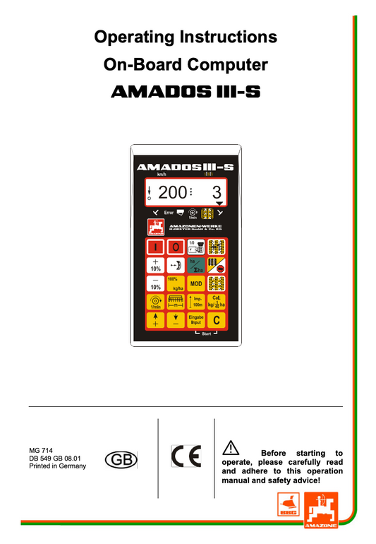 Amazone AMADOS III-S On-Board Computer Manual – MG 714