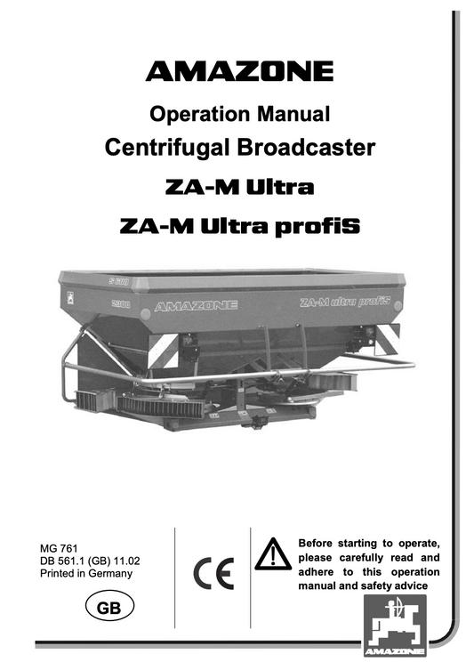 Amazone ZA-M Ultra profiS Centrifugal Broadcaster – Operation Manual (MG 761)