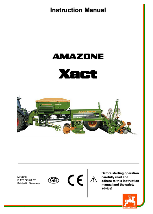 Amazone MG 800 Rotary Power Harrow Operator’s Manual (PDF Download)