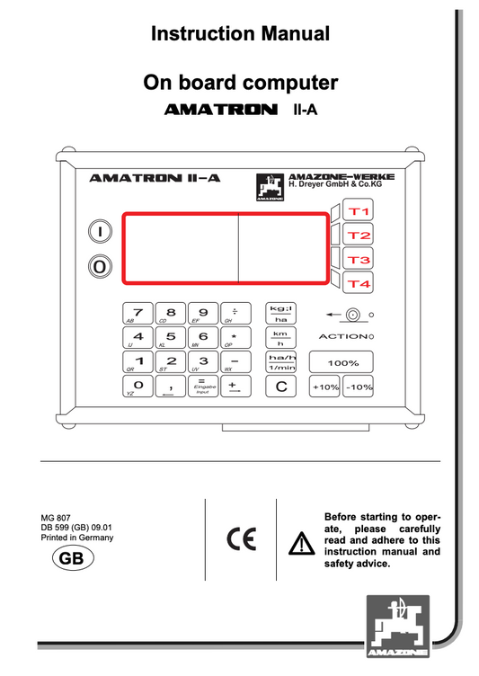 Amazone AMATRON II-A On-Board Computer Manual – Fertiliser Spreaders & Field Sprayers