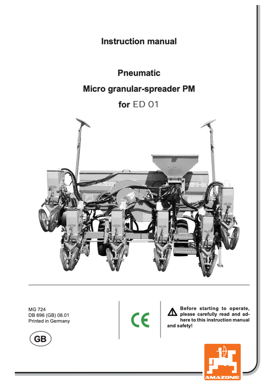 Amazone MG 724 Micro Granular Spreader Instruction Manual – For ED 01 Airplanters