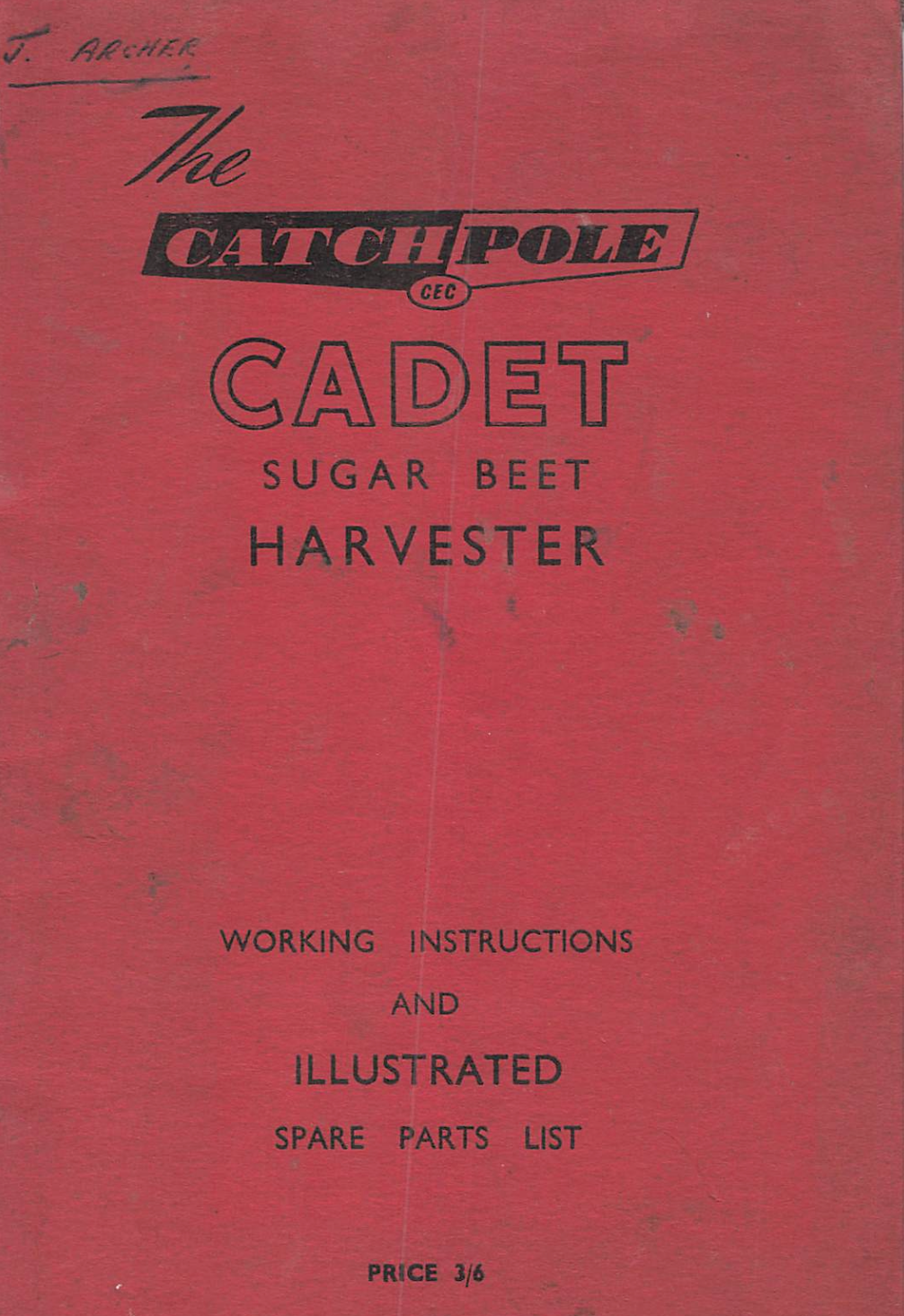 Catchpole Cadet Sugar Beet Harvester Manual – Working Instructions & Illustrated Spare Parts List (PDF)