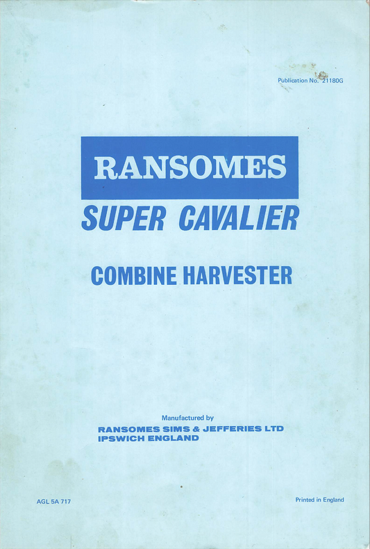 Ransomes Super Cavalier Combine Harvester Operator’s Manual – PDF Download