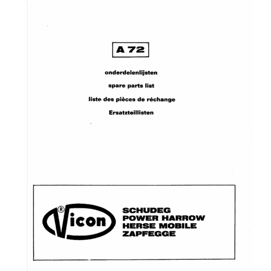 Vicon A72 Power Harrow Spare Parts Catalogue