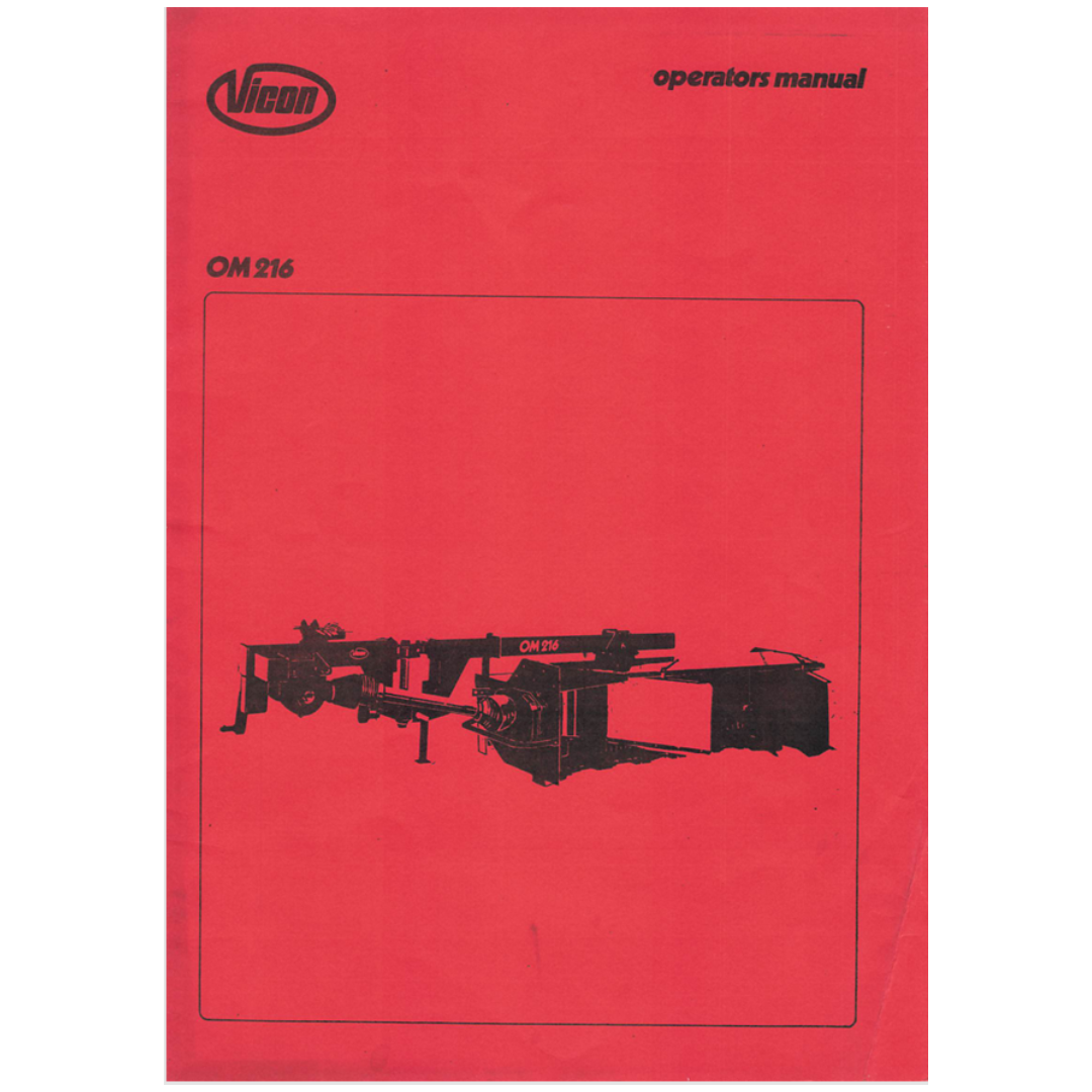 Vicon OM 216 Mower Conditioner Operator's Manual