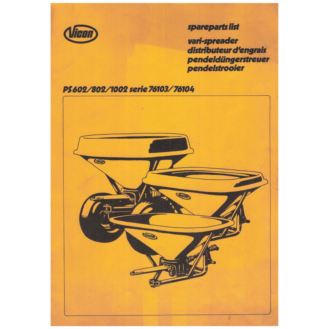 Vicon PS 602, 802 & 1002 Vari-Spreader Fertiliser Spreader Parts Catalogue