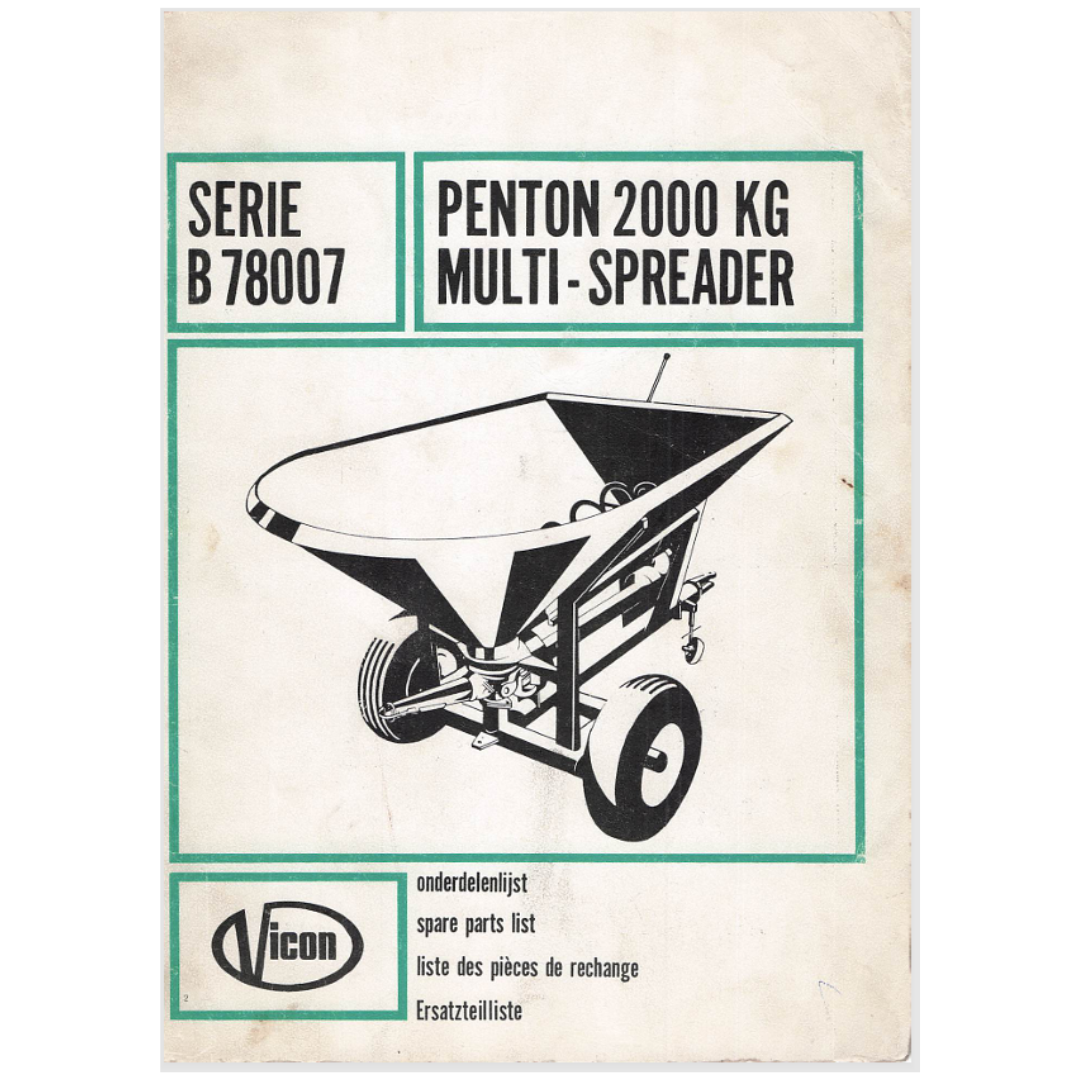 Vicon Penton 2000 KG Multi-Spreader Series B 78007 Parts Catalogue