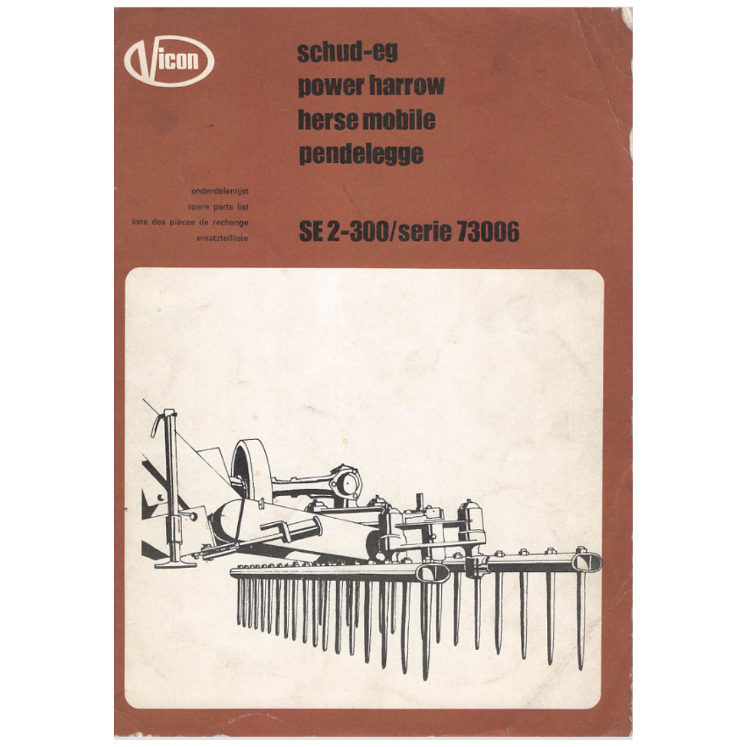 Vicon SE 2-300 Power Harrow Spare Parts List – Series 73006