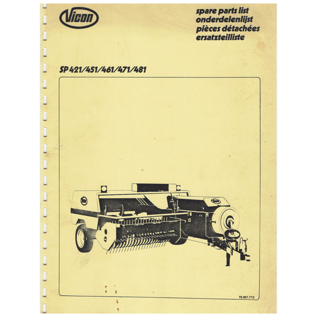 Vicon SP 421 451 461 471 481 Baler Spare Parts Catalogue
