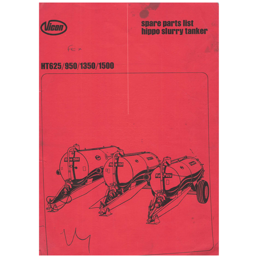 Vicon Hippo HT 625, HT 950, HT 1350 & HT 1500 Slurry Tanker Parts Catalogue