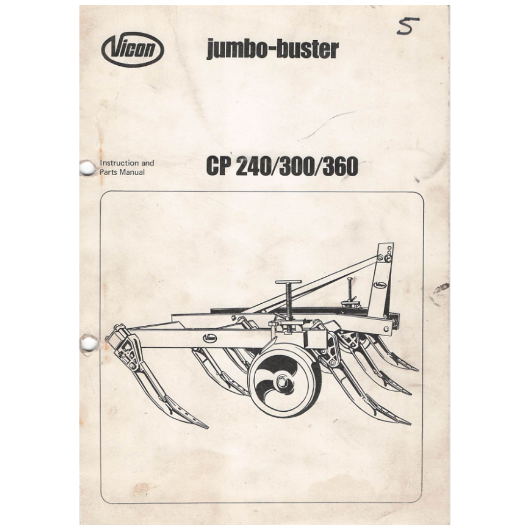 Vicon Jumbo-Buster CP 240/300/360 Chisel Plough Instruction and Parts Manual
