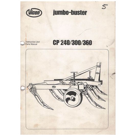 Vicon Jumbo-Buster CP 240/300/360 Chisel Plough Instruction and Parts Manual