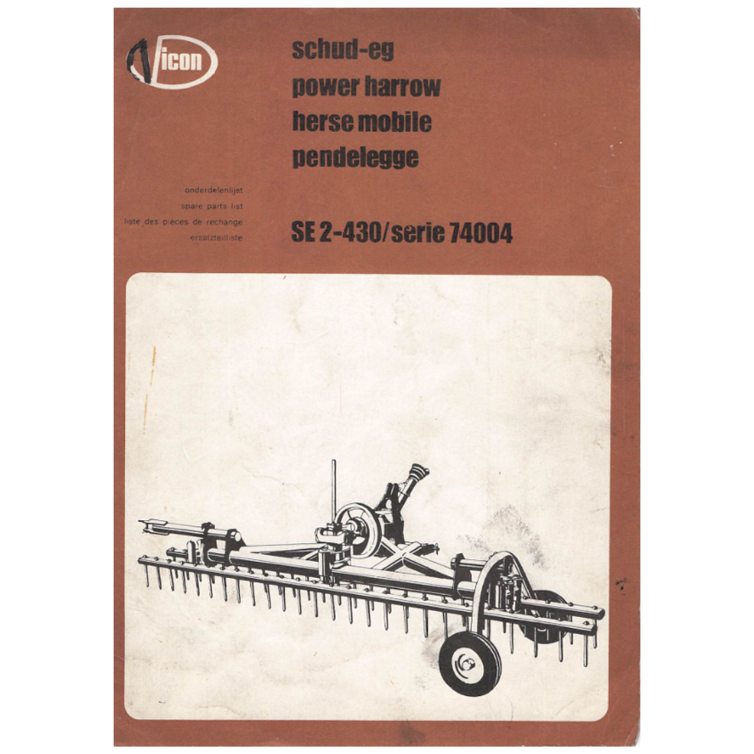Vicon SE 2-430 Power Harrow Series 74004 Parts Catalogue