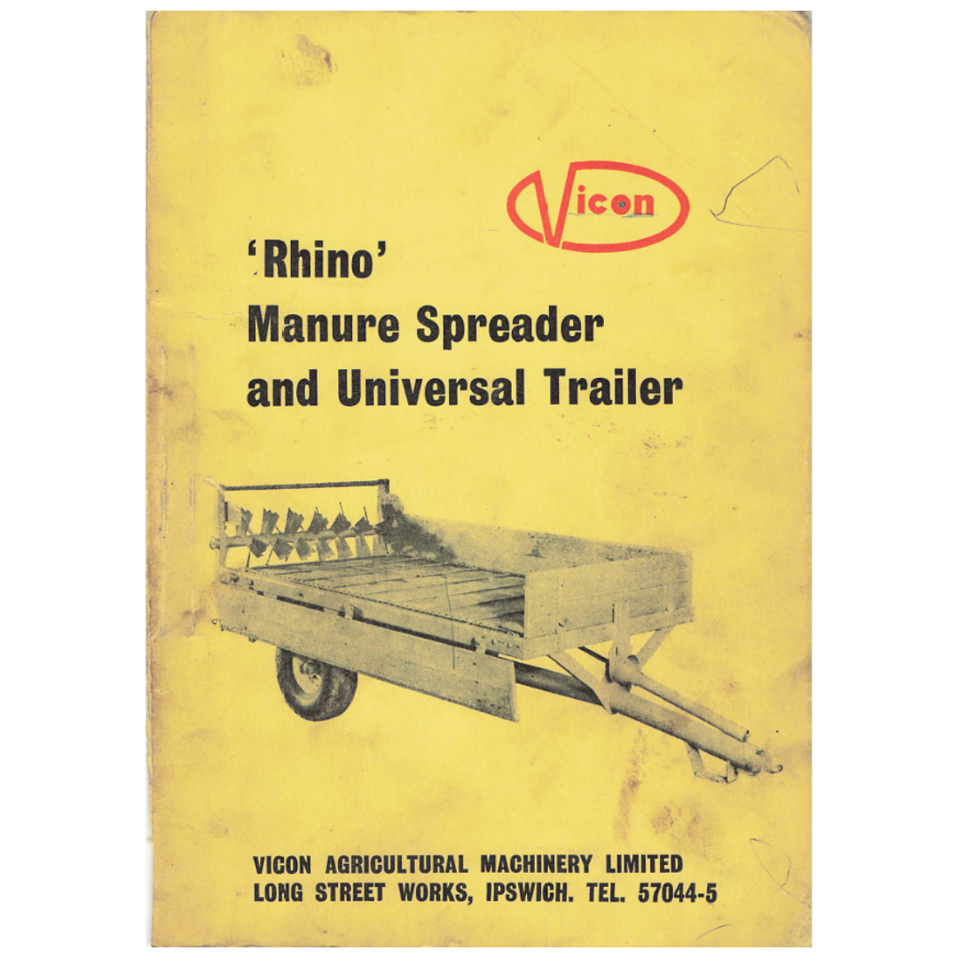 Vicon Rhino Manure Spreader & Universal Trailer Instruction Manual & Parts List